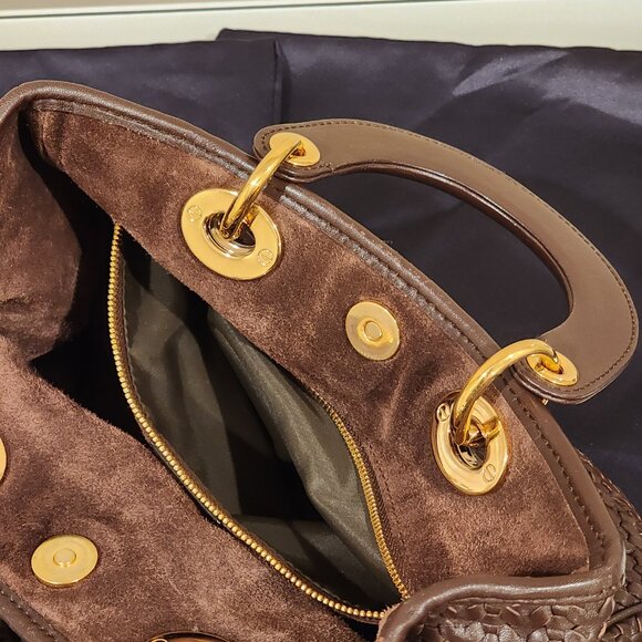 Excellent!! CHRISTIAN DIOR: Soft leather Woven “Lady Dior” bag - Picture 7 of 15